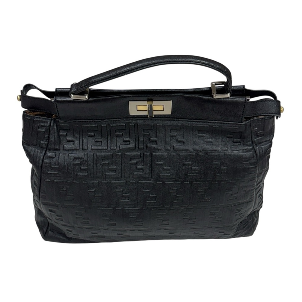Fendi Peekaboo Large Black Satchel Tote Leather Shoulder Hand Business Handle - Picture 16 of 16